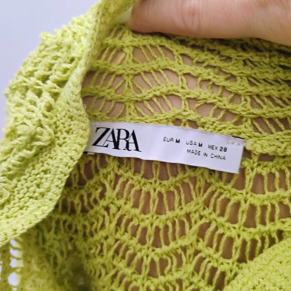 ZARA TEXTURED KNIT VEST LIMITED EDITION LIGHT GREEN crotchet knit fall cotton - Picture 11 of 15